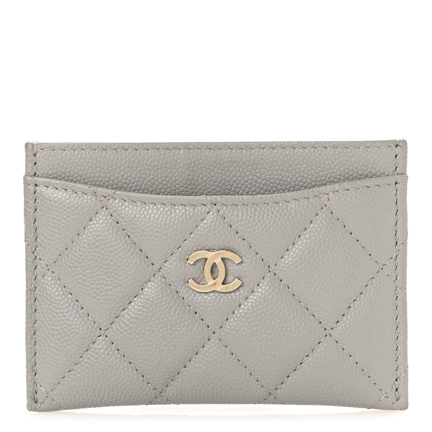 Caviar Quilted Card Holder Grey