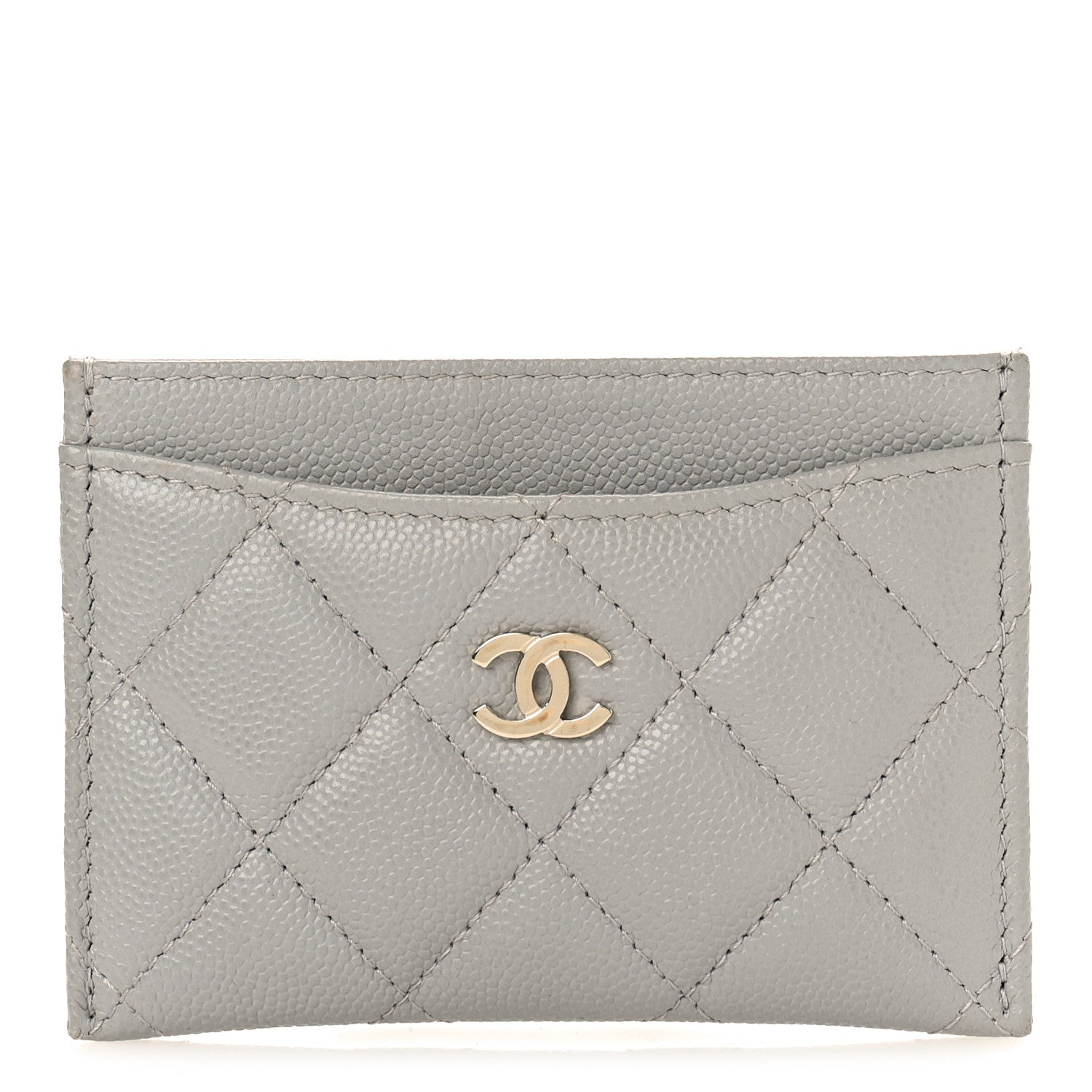 Chanel Caviar Quilted Card Holder Grey 1 of 10