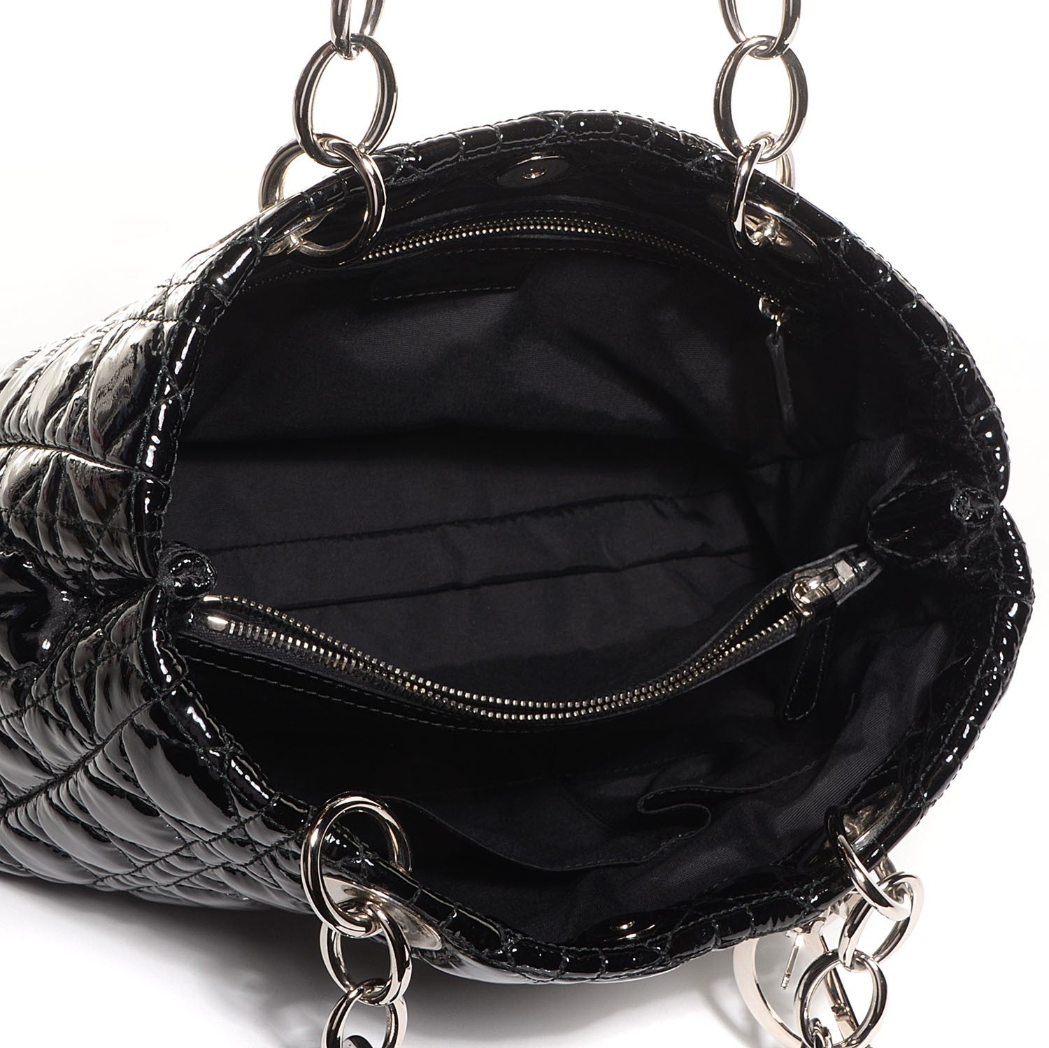 Christian Dior Patent Cannage Dior Soft Shopping Tote Black 5 of 8