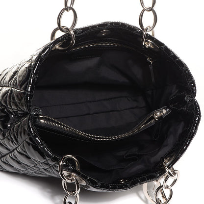 Christian Dior Patent Cannage Dior Soft Shopping Tote Black 5 of 8