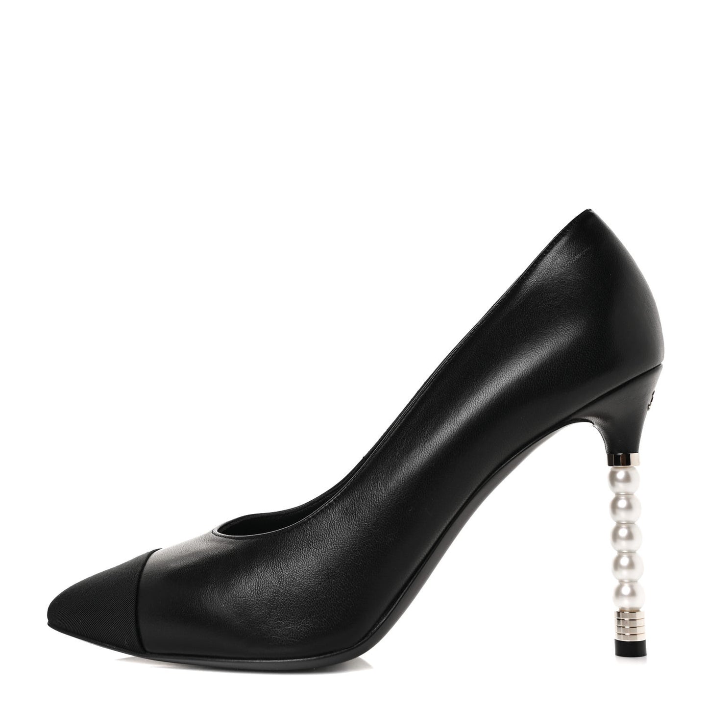 Lambskin Grosgrain Cap Toe Pearl Pumps 38.5 Black