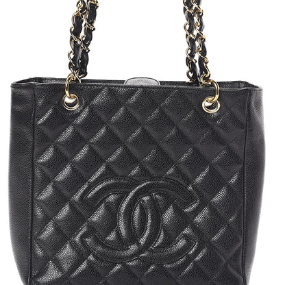 Chanel Caviar Quilted Petit Shopping Tote PST Black 8 of 10