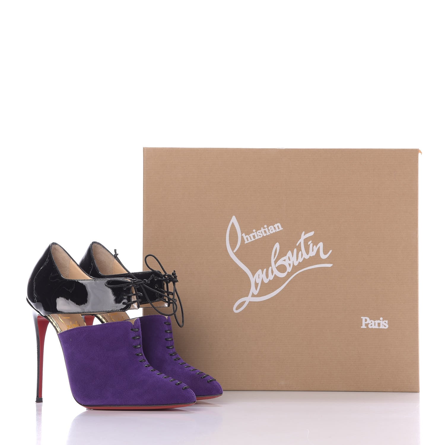 Christian Louboutin Patent Suede Kid Corsita 120 Ankle Boots 37.5 Violet Black 11 of 11