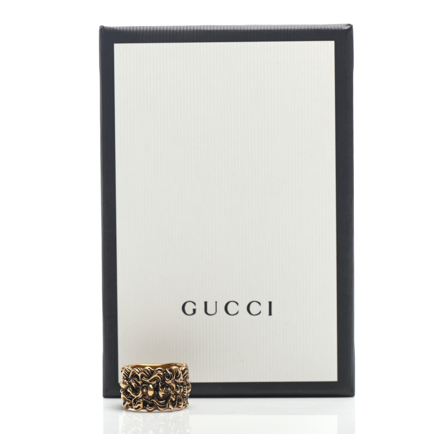 Gucci Metal Lion Mane Ring M Aged Gold 8 of 8