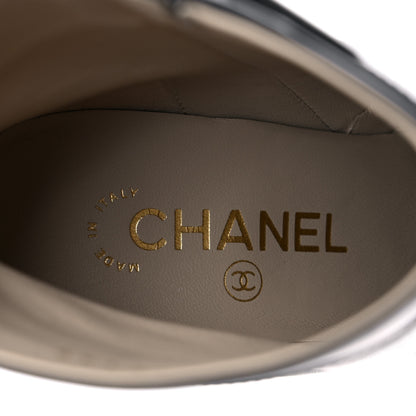 Chanel Lambskin Patent Cap Toe CC Short Ankle Boots 37 Black 8 of 11