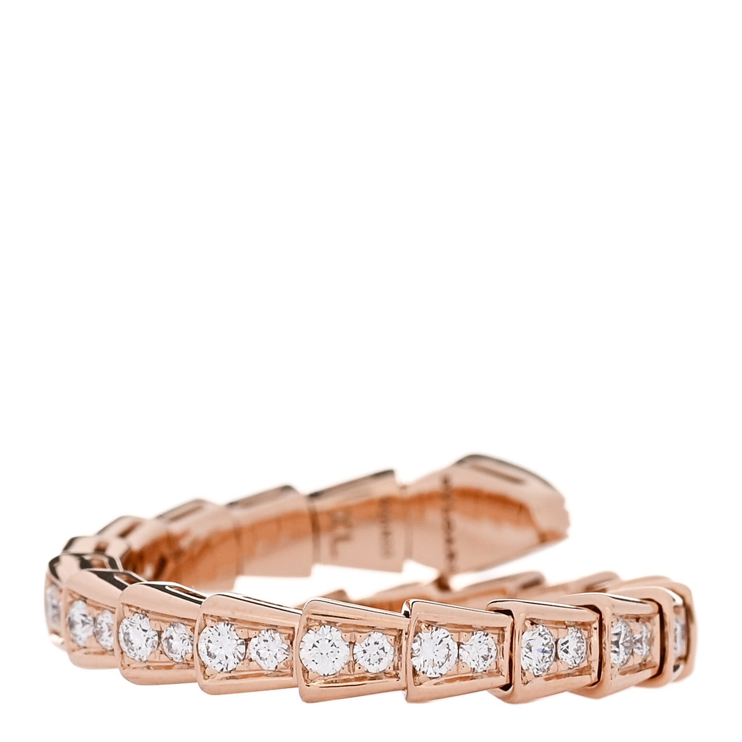 18K Rose Gold Diamond Serpenti Viper Pave Ring XL