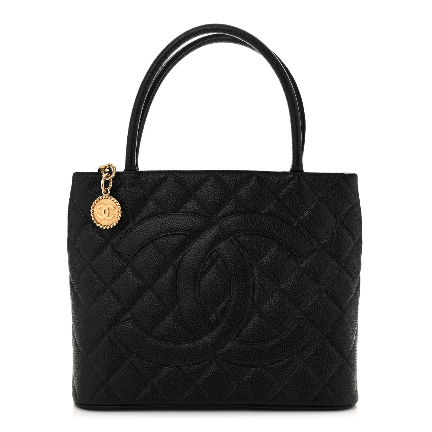 Caviar Quilted Medallion Tote Black