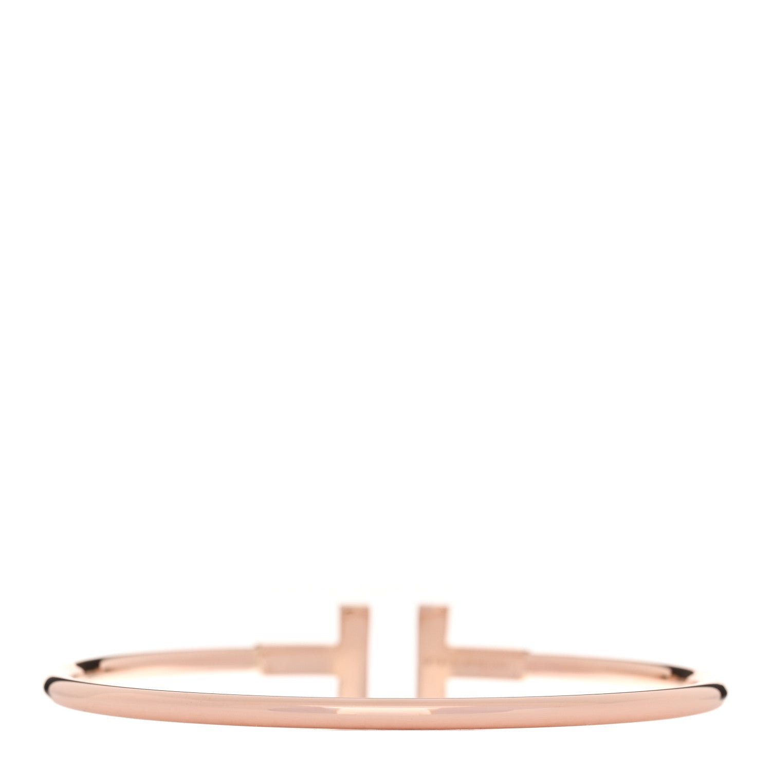 Tiffany 18K Rose Gold Diamond T Wire Bracelet 2 of 4