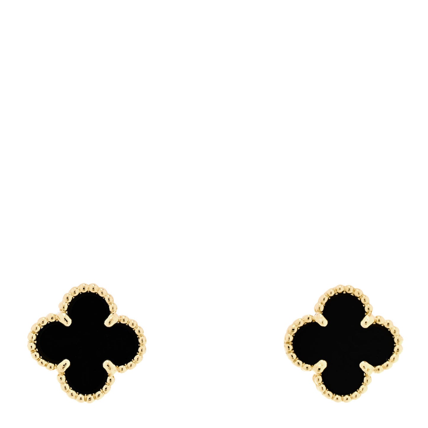18K Yellow Gold Black Onyx Sweet Alhambra Earrings