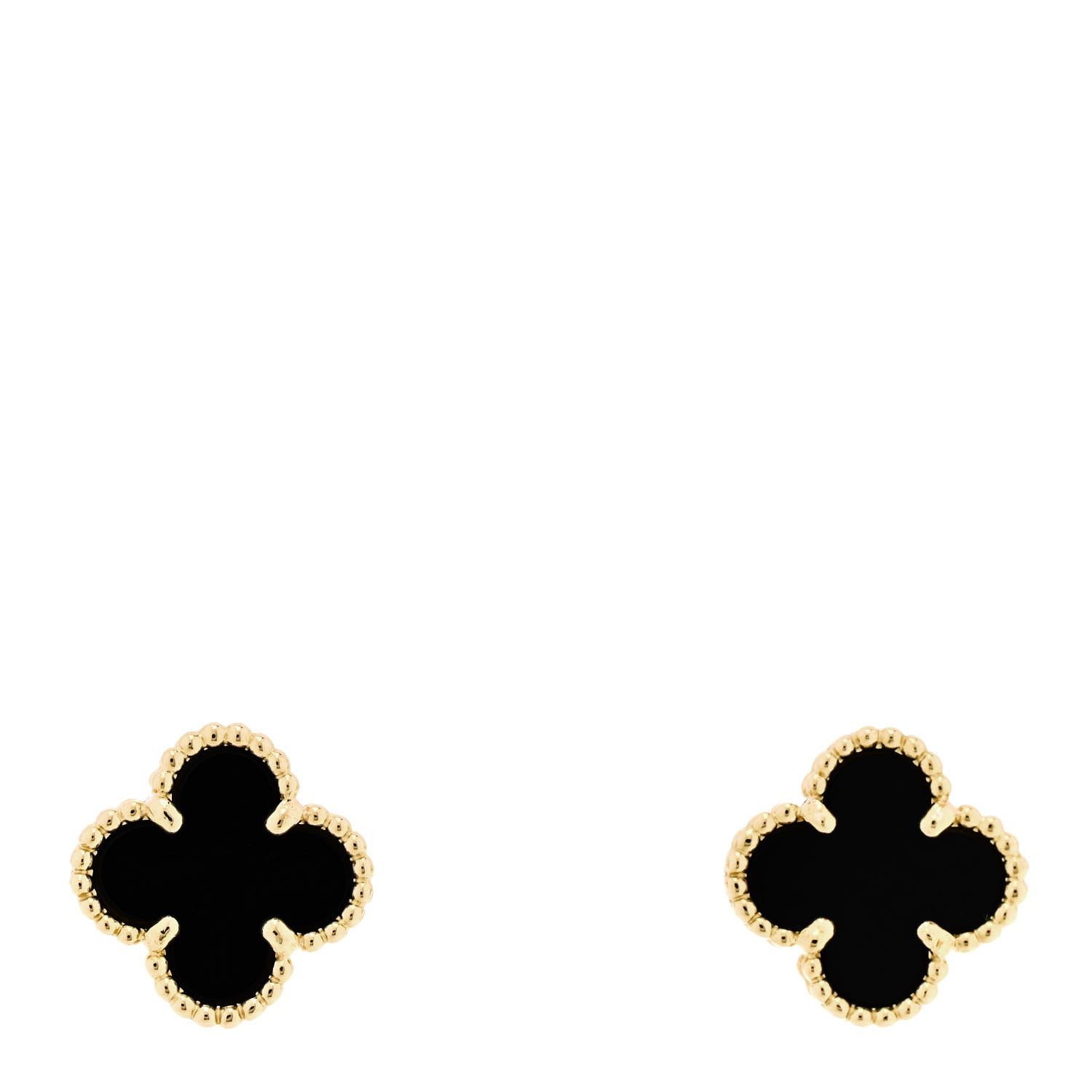 Van Cleef & Arpels 18K Yellow Gold Black Onyx Sweet Alhambra Earrings 1 of 5