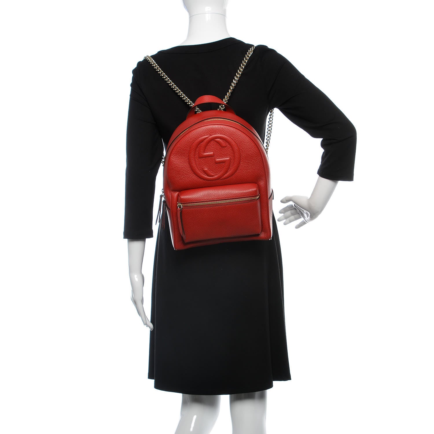 Gucci Pebbled Calfskin Soho Chain Backpack Red 2 of 9