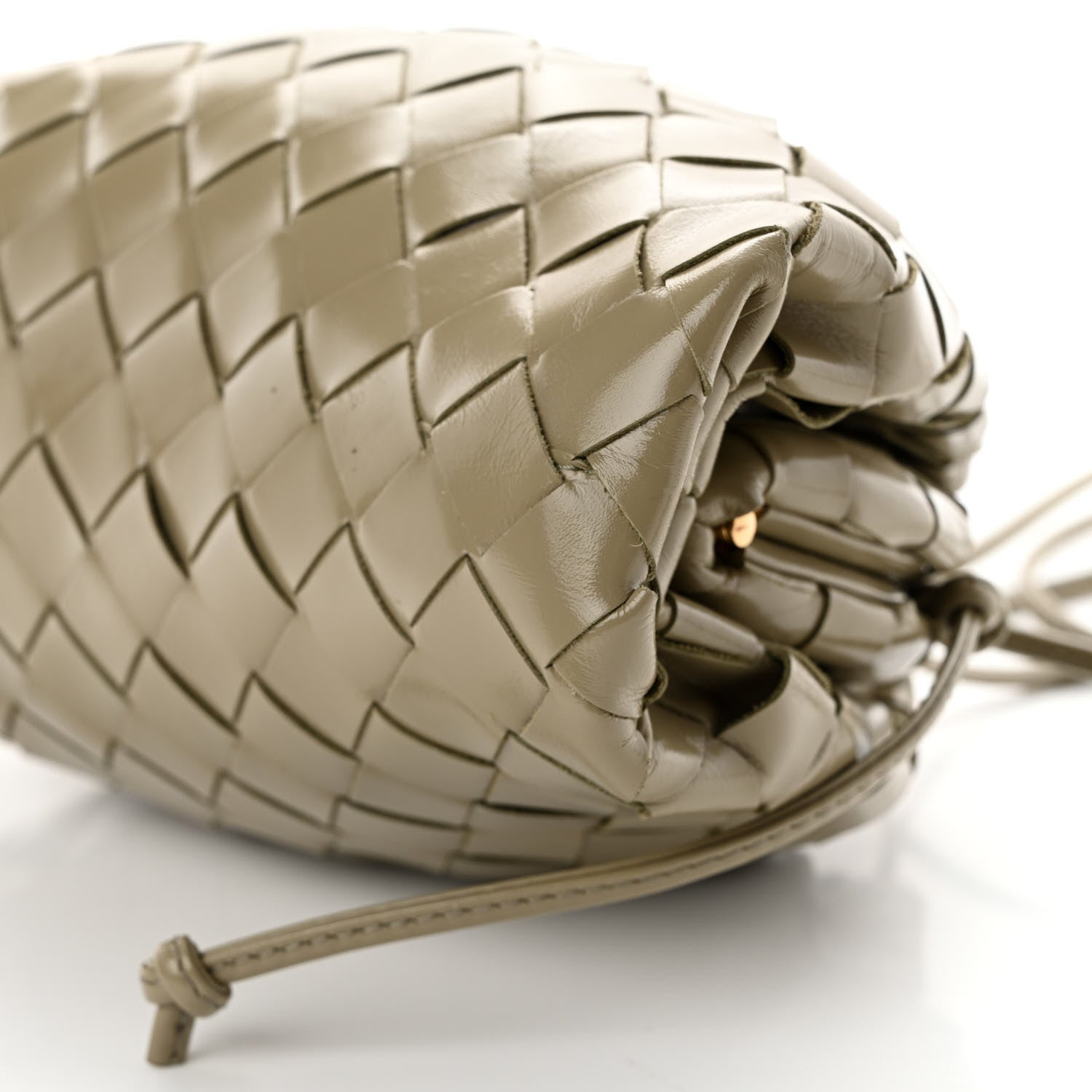 Bottega Veneta Patent Intrecciato The Mini Pouch Travertine 10 of 10