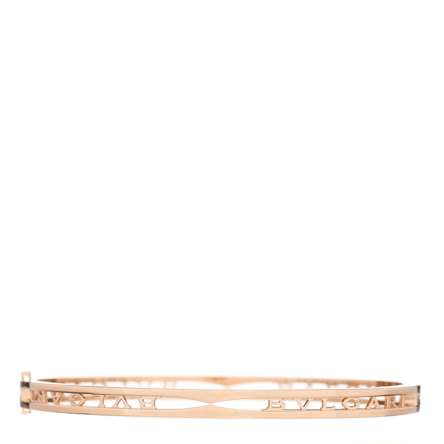 18K Rose Gold Narrow B.Zero1 Bvlgari Logo Bangle Bracelet