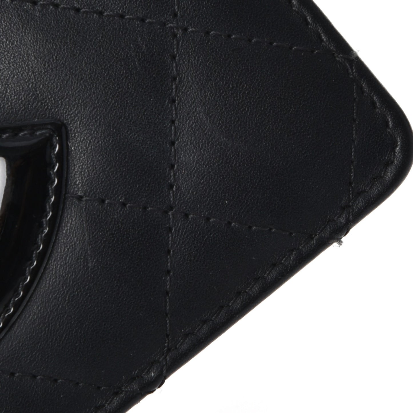 Calfskin Quilted Cambon Yen Wallet Black