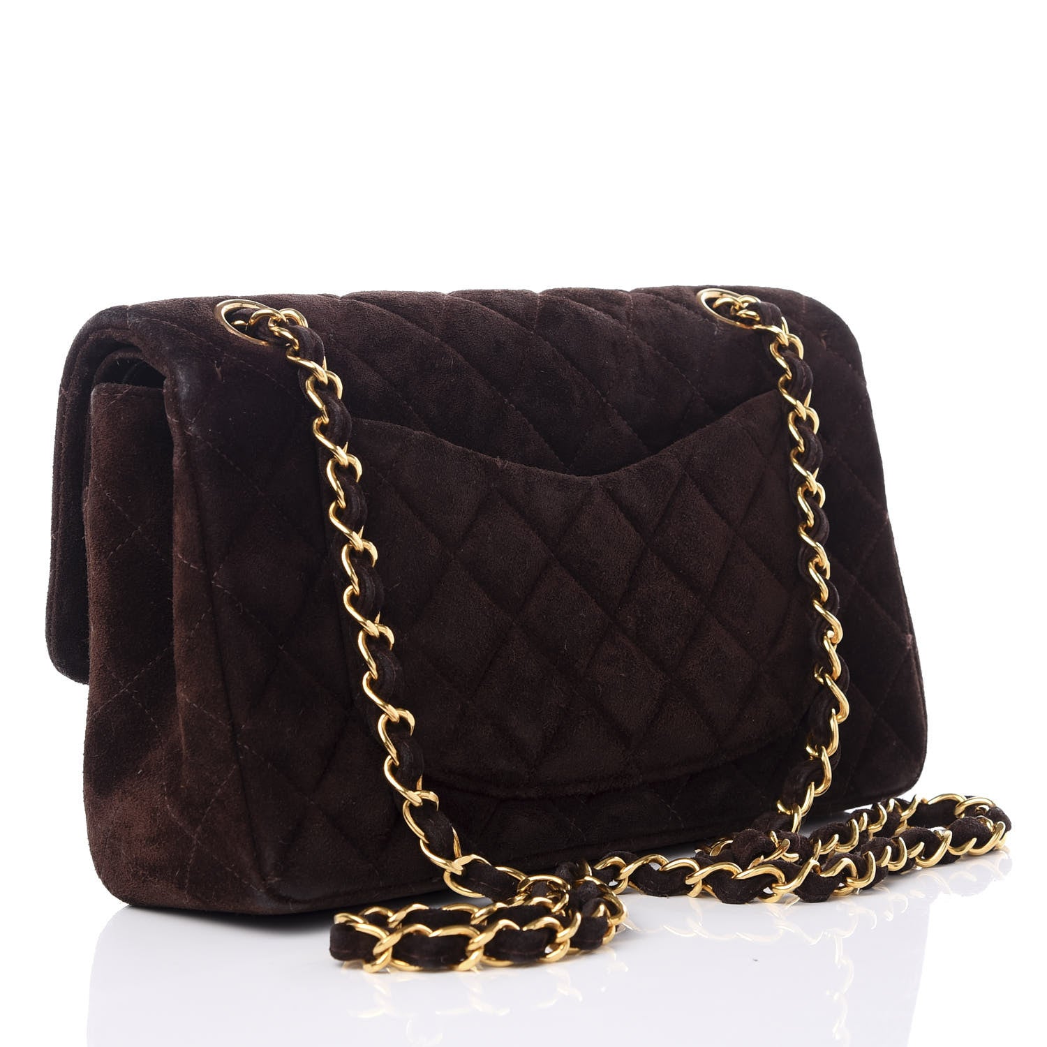 Chanel Suede Quilted Small Double Flap Bag Brown 2 of 8