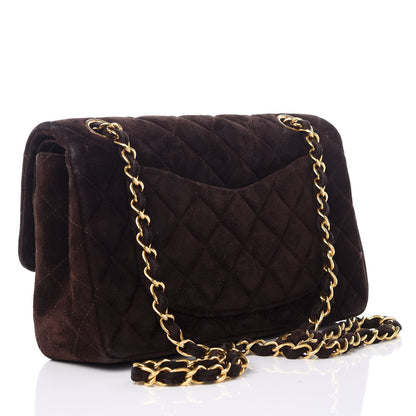 Chanel Suede Quilted Small Double Flap Bag Brown 2 of 8