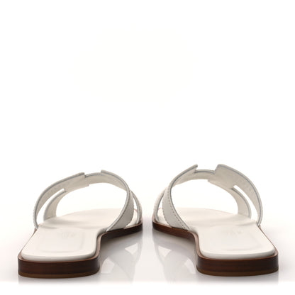 Hermes Box Calfskin Oran Sandals 36 White 6 of 11