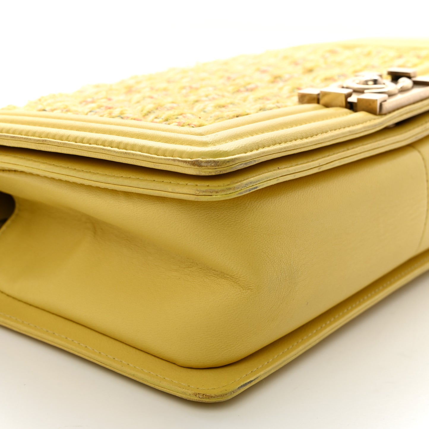 Tweed Lambskin Medium Boy Flap Yellow