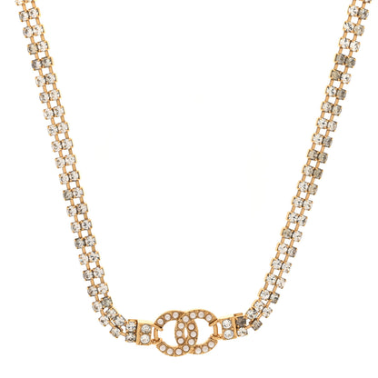 Chanel Crystal Pearl CC Choker Necklace Gold 1 of 5