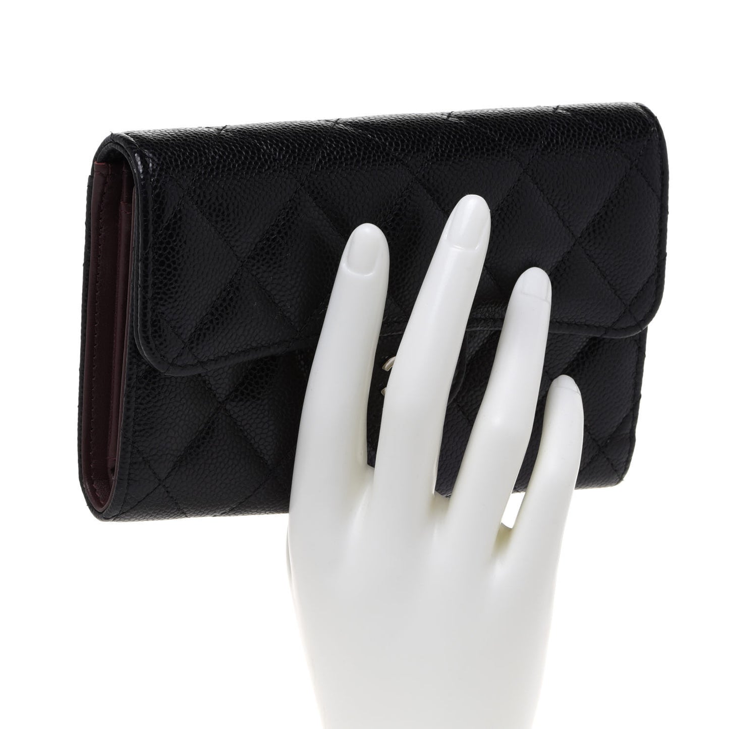 Caviar Quilted Medium Flap Wallet Black