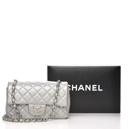 Chanel Metallic Lambskin Quilted Mini Rectangular Flap Silver 9 of 9