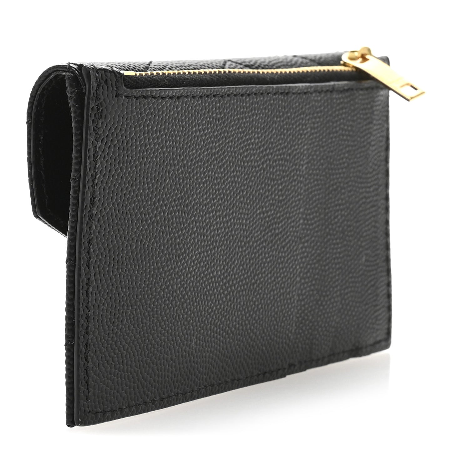 Grain De Poudre Matelasse Chevron Monogram Compact Wallet Black