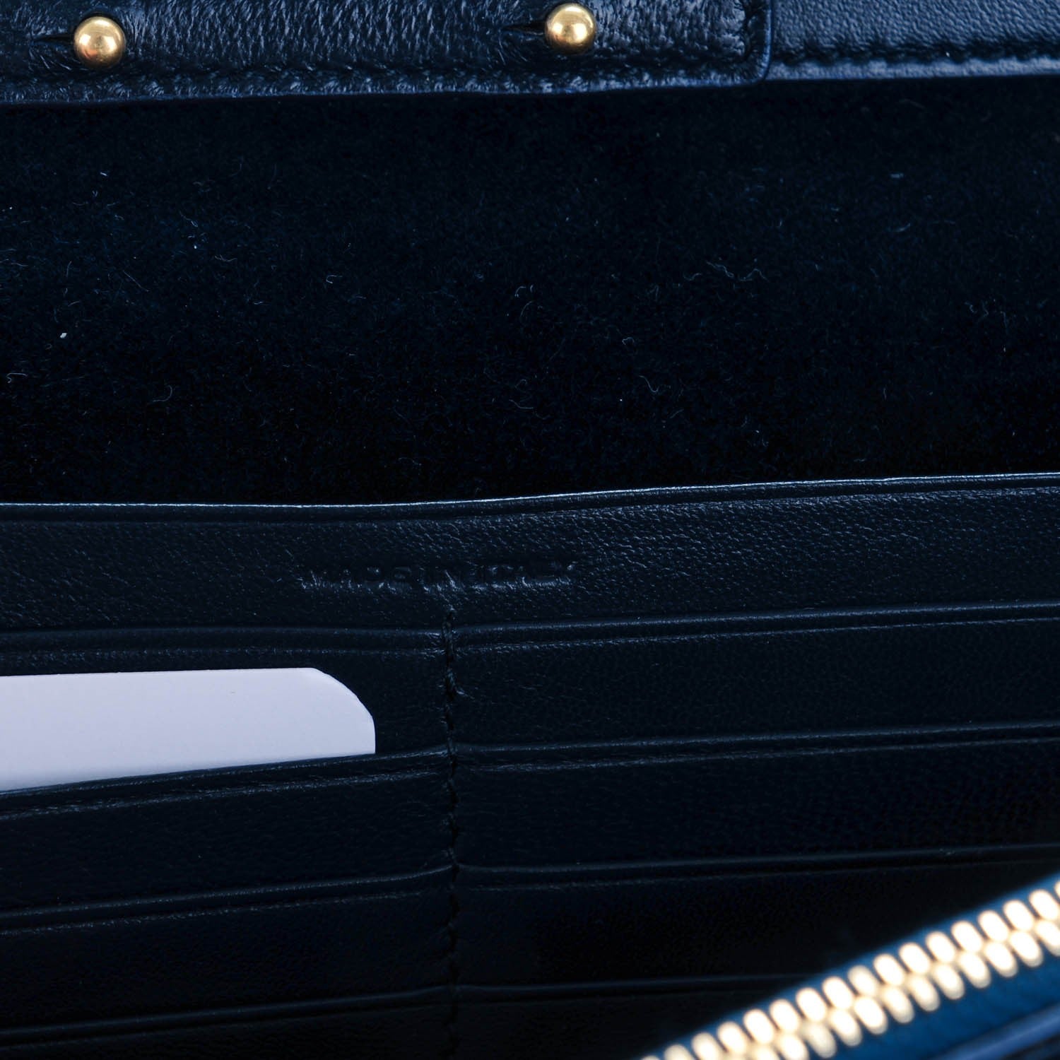 Saint Laurent Velvet Monogram Chain Wallet Navy Blue 7 of 8