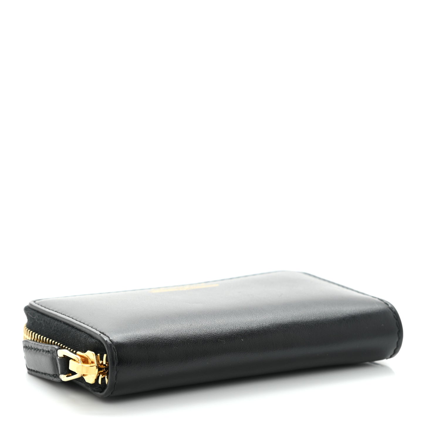 Plutone Calfskin Logo Zip Around Card Case Black