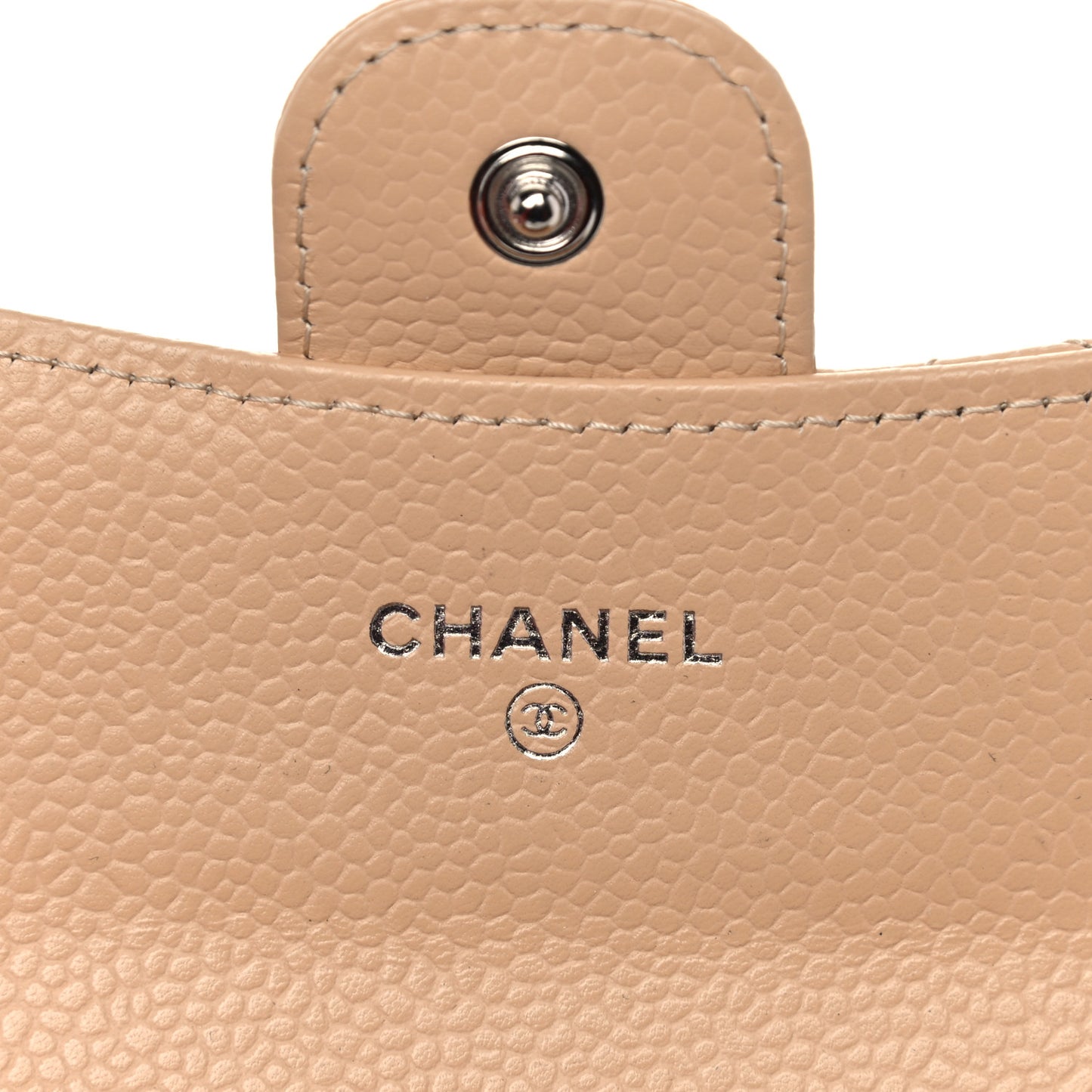 Caviar Quilted Flap Card Holder Wallet Beige