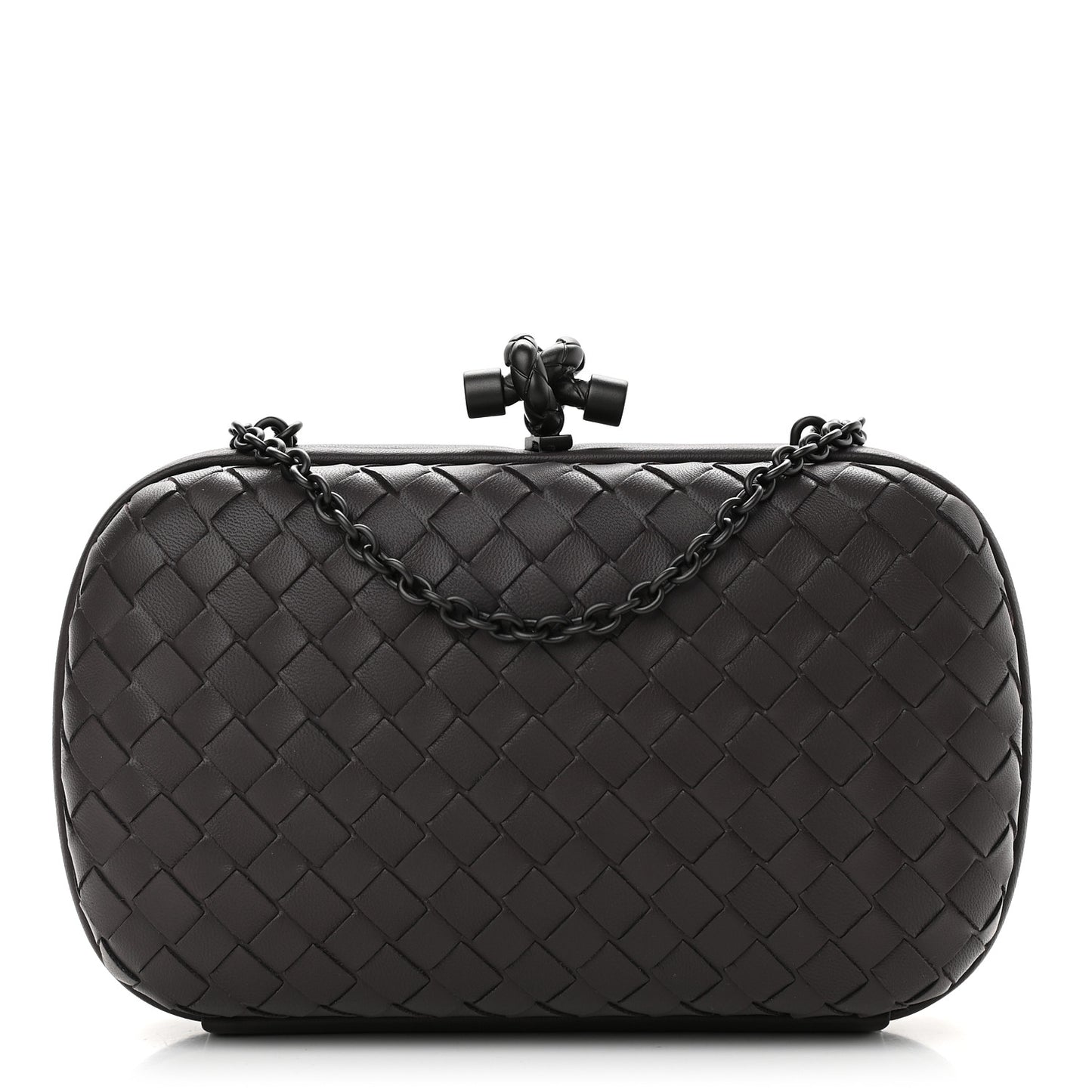 Nappa Intrecciato Chain Knot Clutch Steel