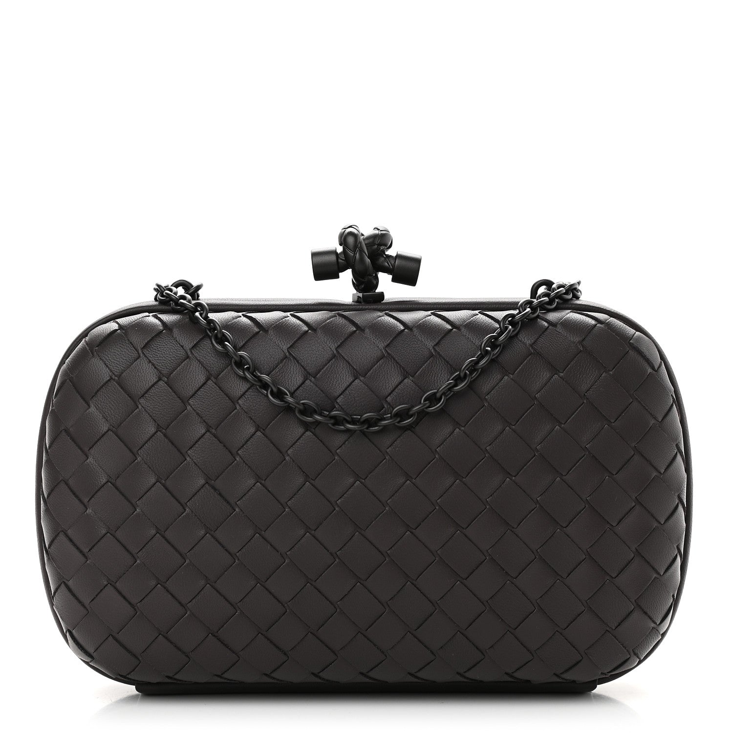 Bottega Veneta Nappa Intrecciato Chain Knot Clutch Steel 1 of 7