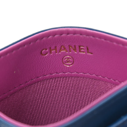 Chanel Lambskin Quilted Card Holder Blue Pink 6 of 8