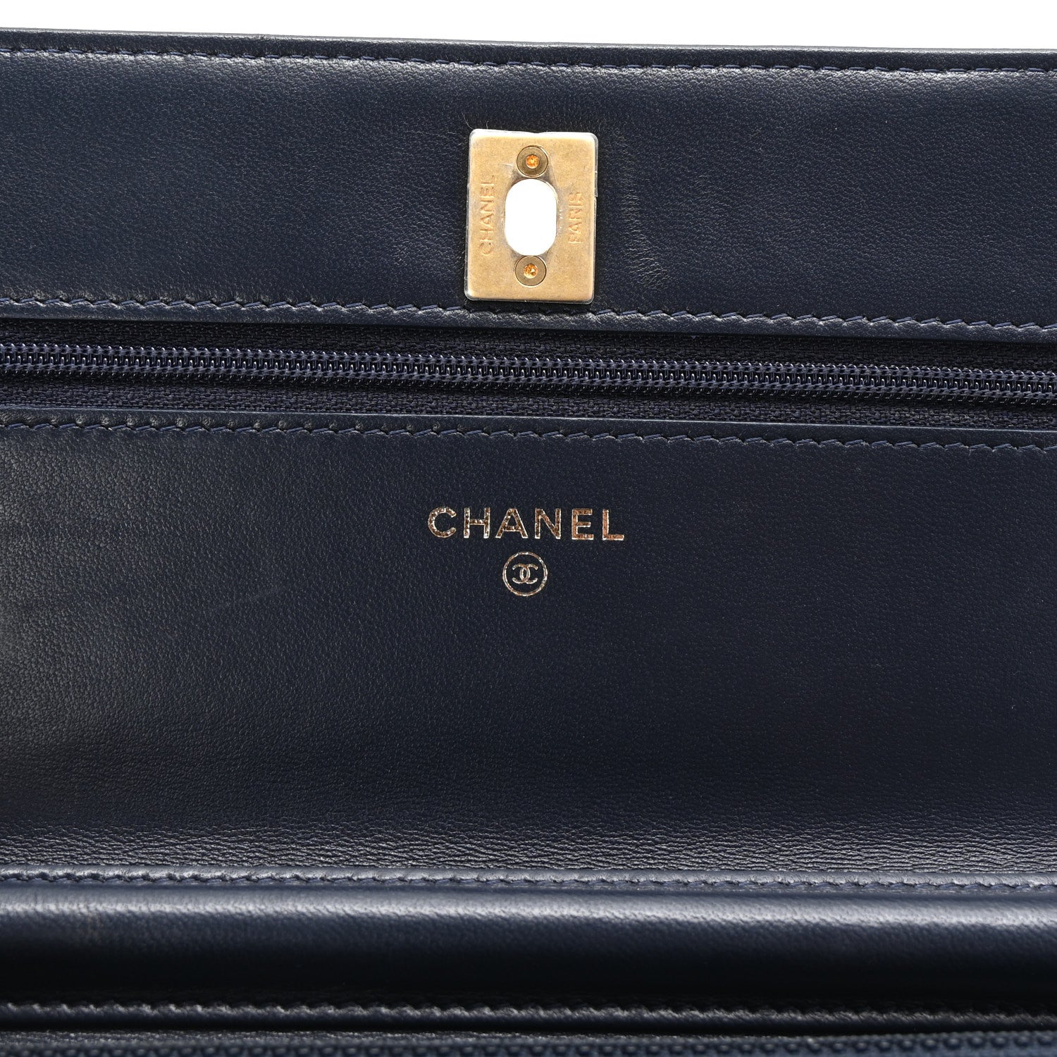 Chanel Lambskin Quilted Pearl Crush Wallet on Chain WOC Navy 6 of 11
