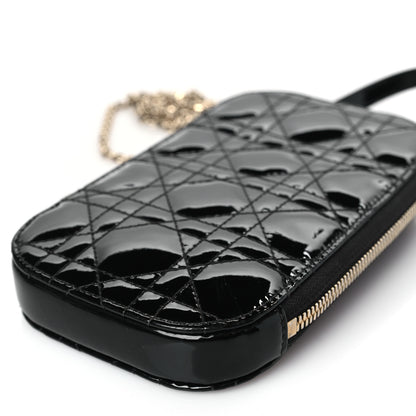 Christian Dior Patent Cannage Lady Dior Phone Holder Black 8 of 10