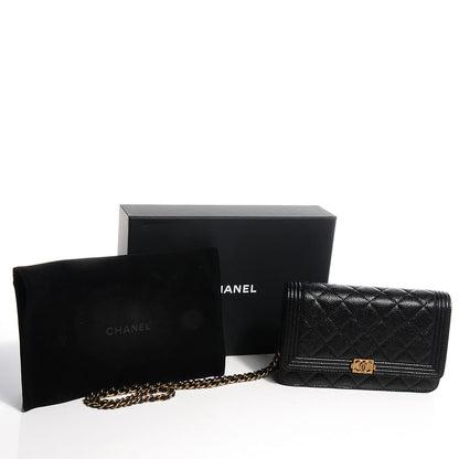 Chanel Caviar Quilted Boy Wallet On Chain WOC Black 5 of 9