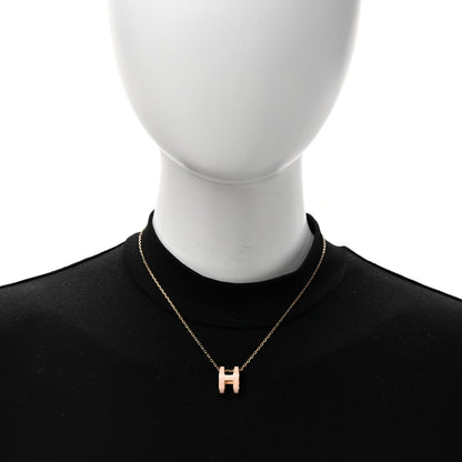 Hermes Lacquered Gold Pop H Pendant Necklace Rose Dragee 2 of 7