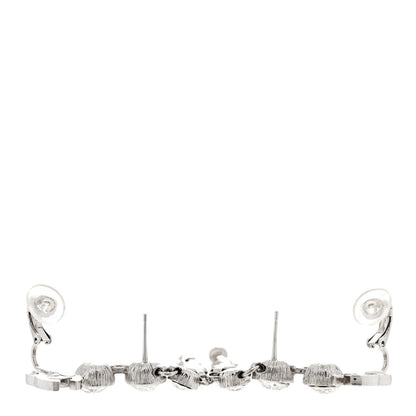Chanel Crystal CC Long Drop Earrings Silver 3 of 4