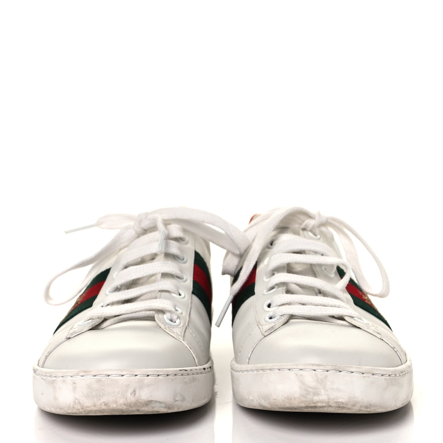 Calfskin Ayers Bee Embroidered Womens Ace Sneakers 37.5 White Green