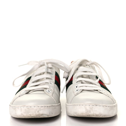 Gucci Calfskin Ayers Bee Embroidered Womens Ace Sneakers 37.5 White Green 2 of 8