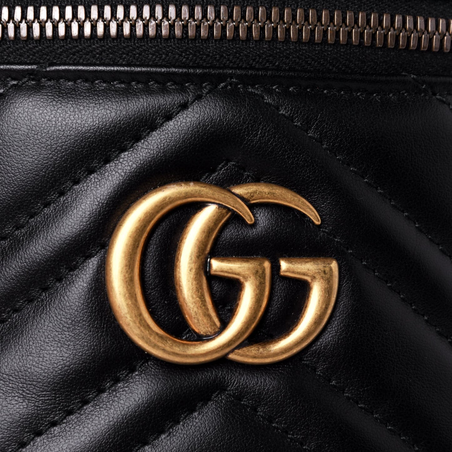 Calfskin Matelasse Mini GG Marmont Round Backpack Black
