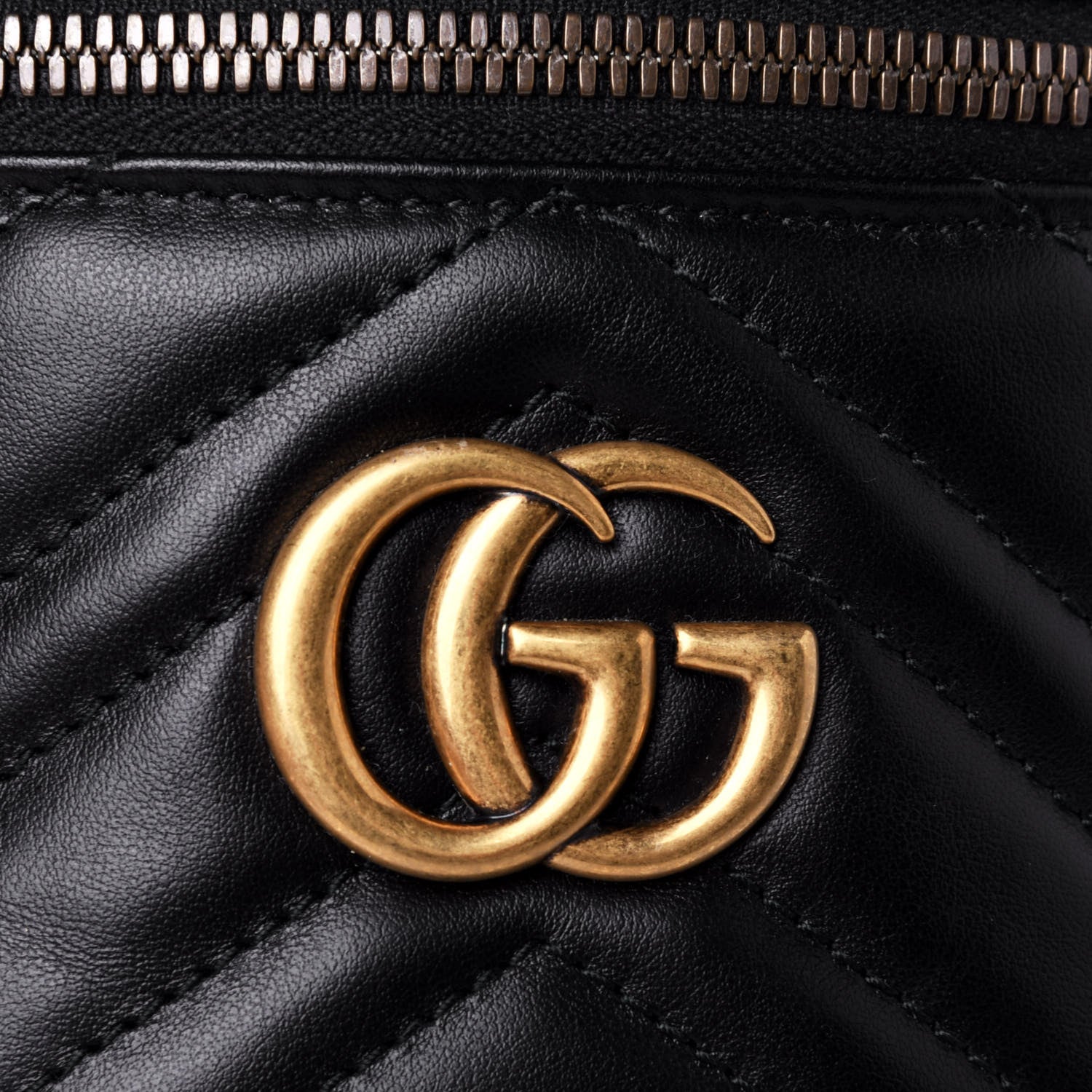 Gucci Calfskin Matelasse Mini GG Marmont Round Backpack Black 9 of 11