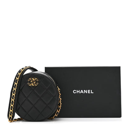 Chanel Goatskin Quilted Chanel 19 Round Clutch With Chain Black Black 11 of 11