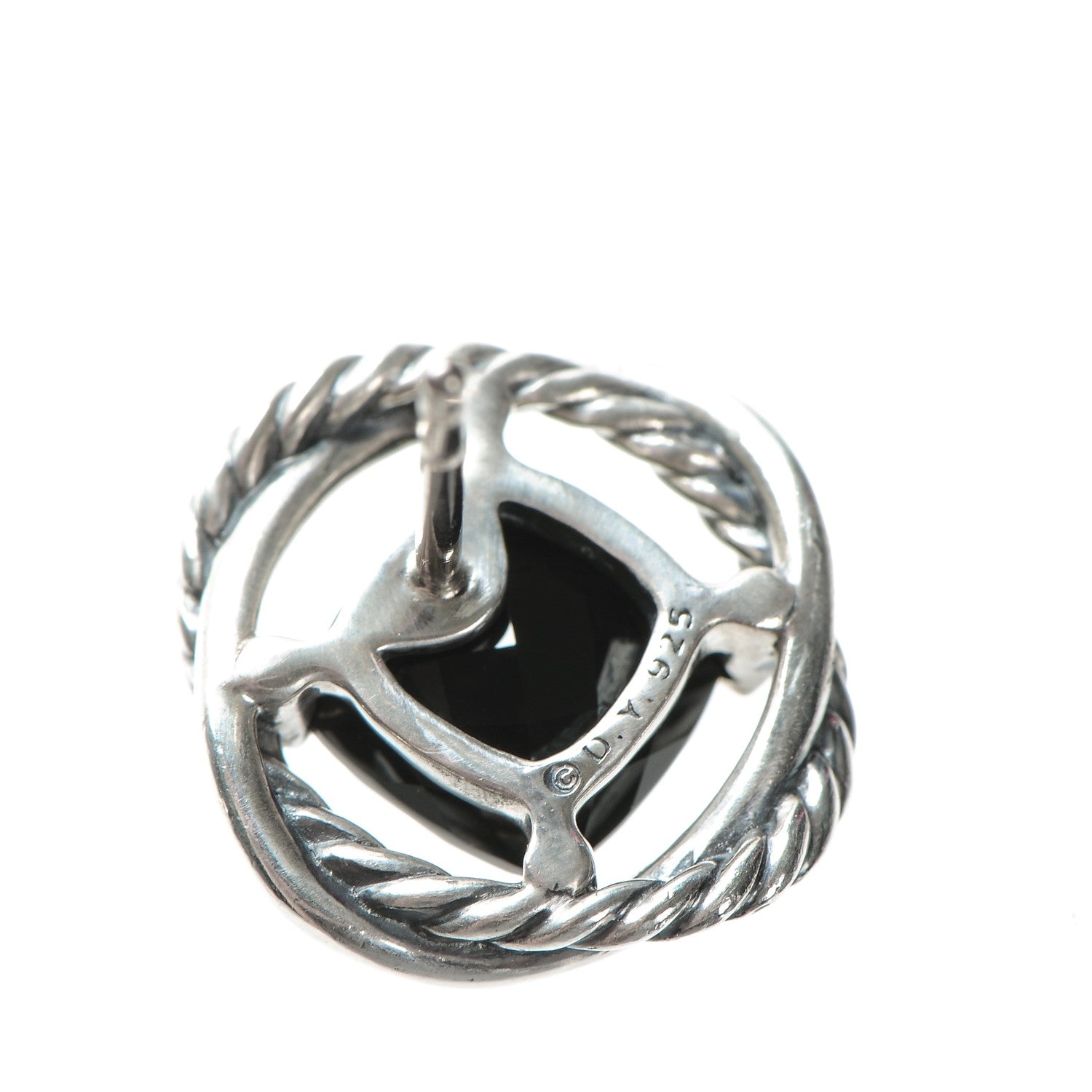 David Yurman Sterling Silver Black Onyx 7mm Infinity Earrings 4 of 4