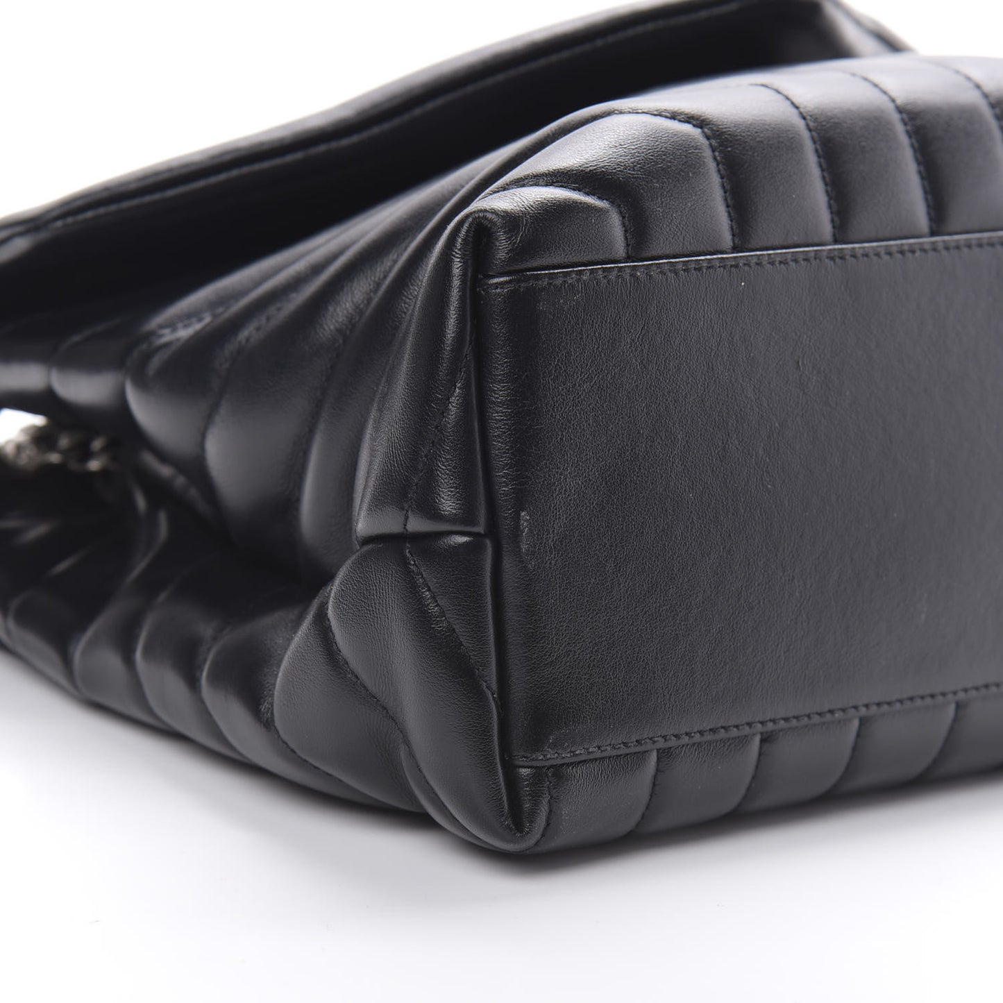 Calfskin Y Quilted Monogram Medium Loulou Chain Satchel Black