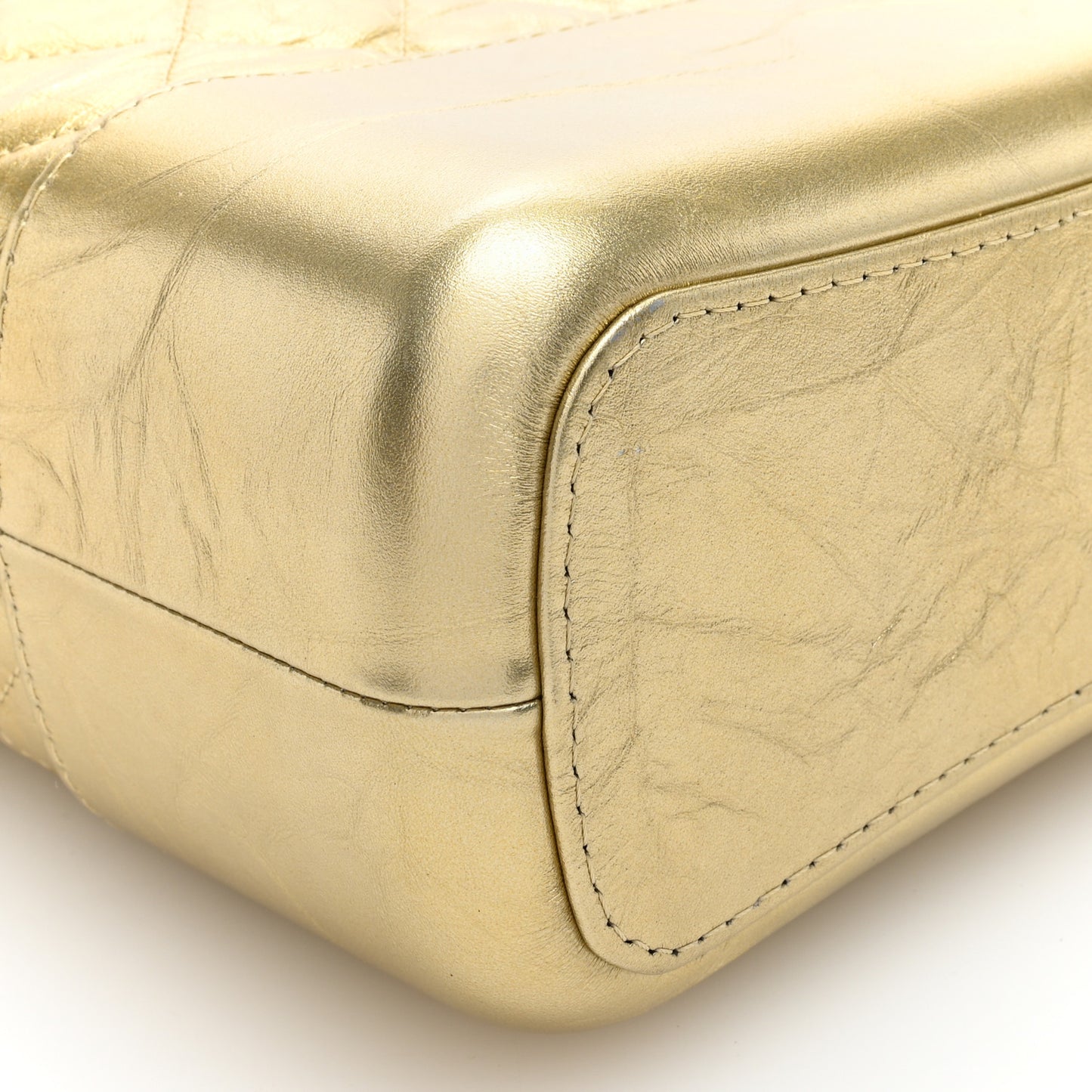 Metallic Aged Calfskin Quilted Medium Gabrielle Gold