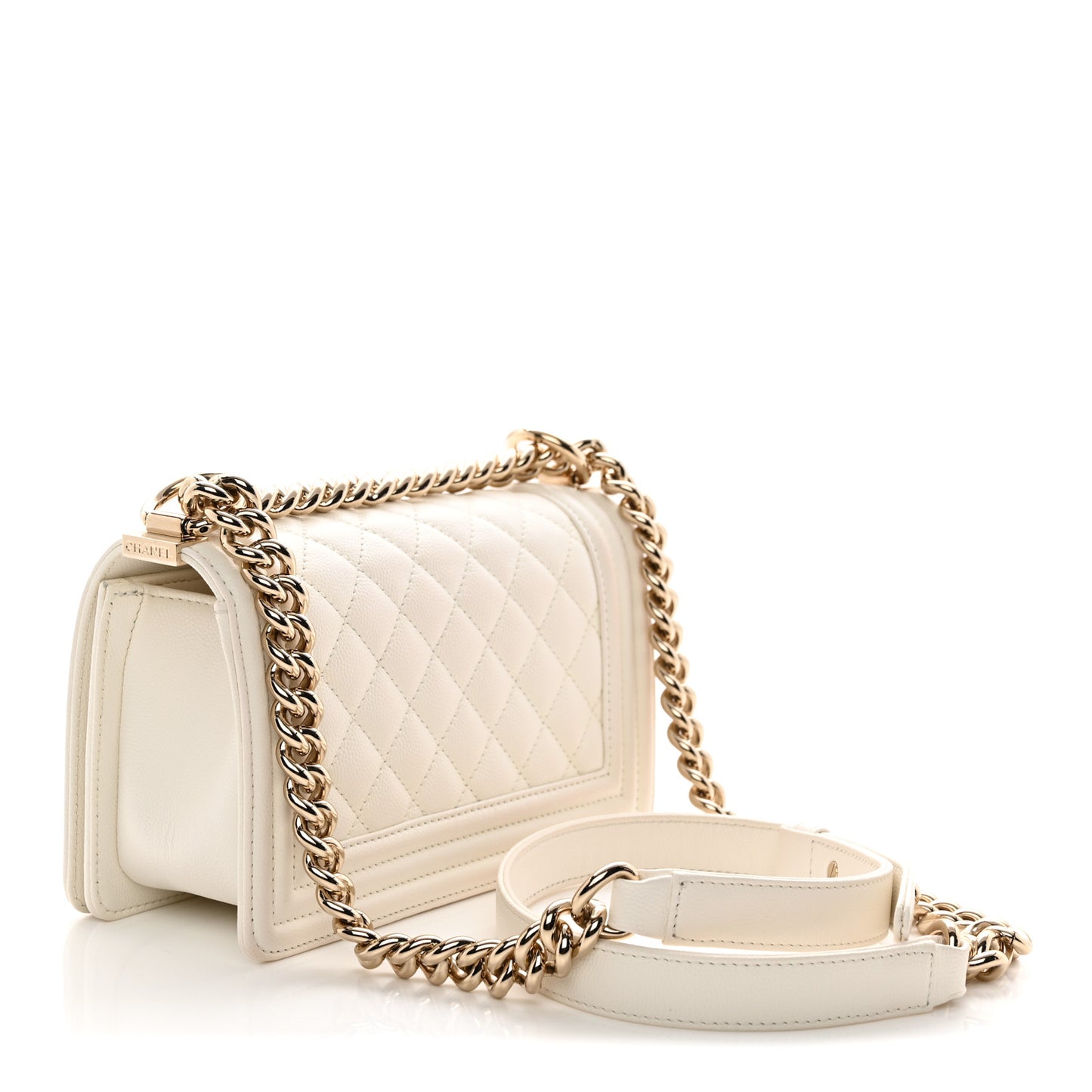 Caviar Quilted Small Boy Flap White