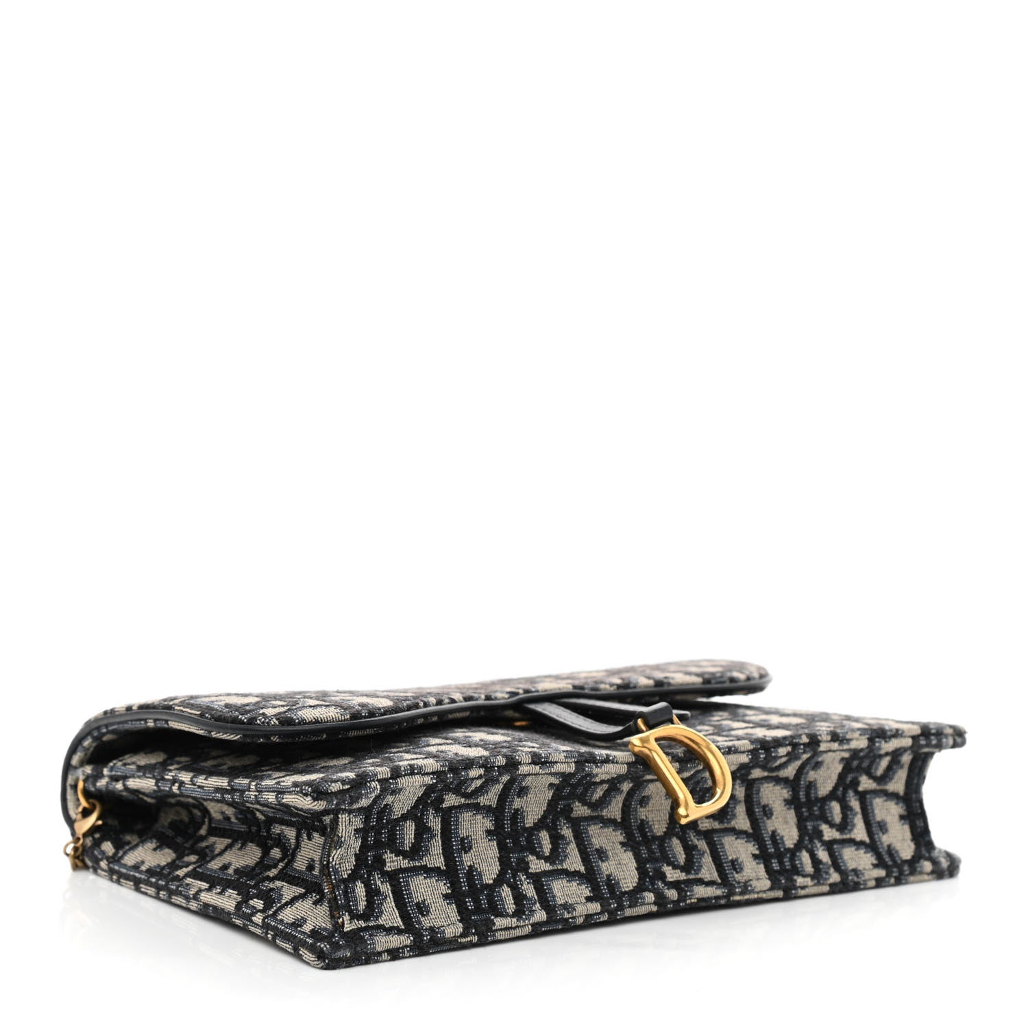 Christian Dior Oblique Saddle Chain Pouch Blue 4 of 12