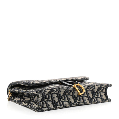 Christian Dior Oblique Saddle Chain Pouch Blue 4 of 12