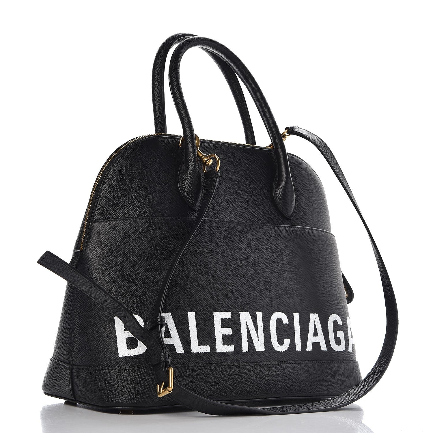 Balenciaga Signature Grained Calfskin Logo M Ville Top Handle Bag Black 4 of 9