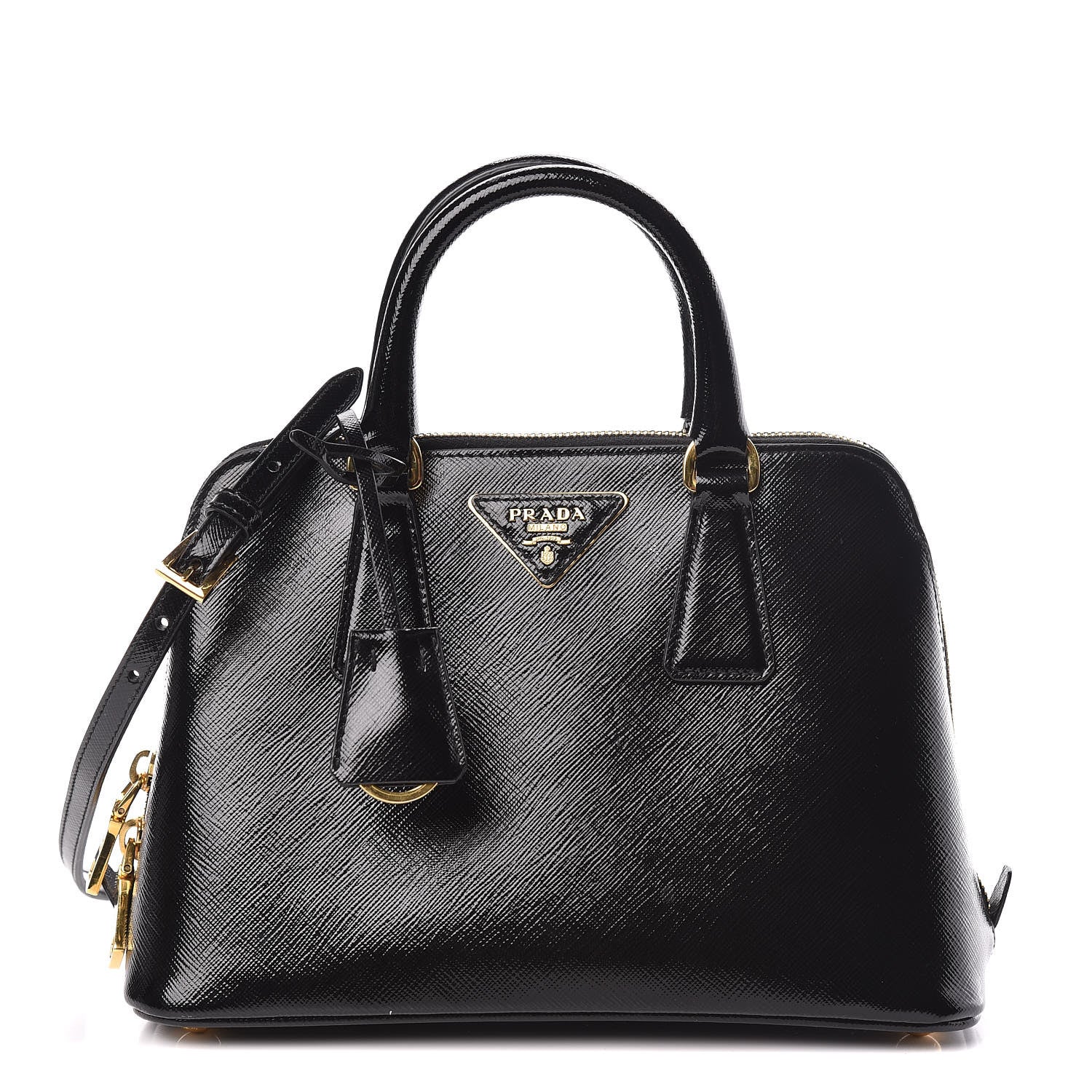 Prada Saffiano Vernice Small Promenade Tote Black 1 of 13